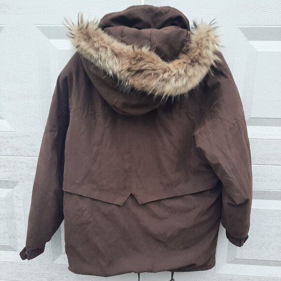 Bernardo Women’s Large Hooded Puffer Jacket Winter Coat Quilted Raccoon Fur Trim - Picture 7 of 9